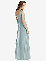 Rear View Thumbnail - Morning Sky Sleeveless V-Neck Chiffon Wrap Dress