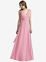 Front View Thumbnail - Peony Pink Sleeveless V-Neck Chiffon Wrap Dress