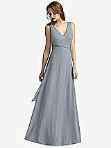 Front View Thumbnail - Platinum Sleeveless V-Neck Chiffon Wrap Dress
