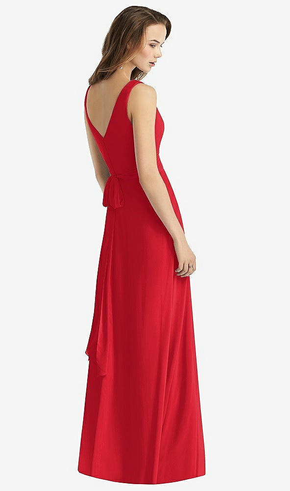 Back View - Parisian Red Sleeveless V-Neck Chiffon Wrap Dress