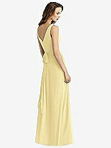 Rear View Thumbnail - Pale Yellow Sleeveless V-Neck Chiffon Wrap Dress