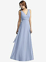 Front View Thumbnail - Sky Blue Sleeveless V-Neck Chiffon Wrap Dress