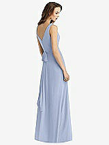 Rear View Thumbnail - Sky Blue Sleeveless V-Neck Chiffon Wrap Dress