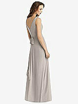 Rear View Thumbnail - Taupe Sleeveless V-Neck Chiffon Wrap Dress