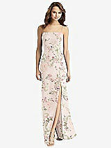 Rear View Thumbnail - Blush Garden Tie-Back Cutout Trumpet Gown with Front Slit