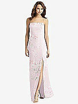 Rear View Thumbnail - Watercolor Print Tie-Back Cutout Trumpet Gown with Front Slit