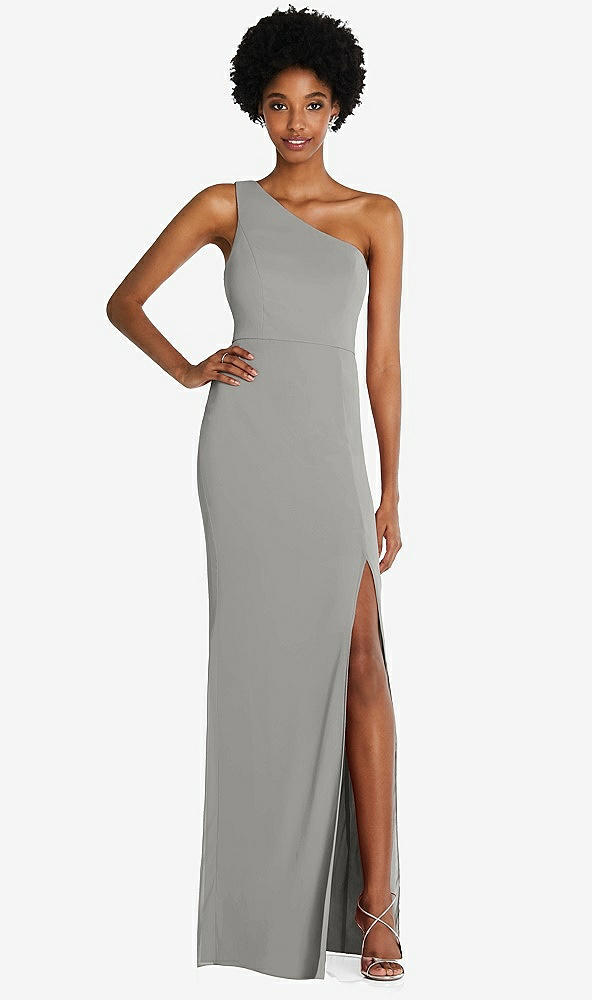 Front View - Chelsea Gray One-Shoulder Chiffon Trumpet Gown