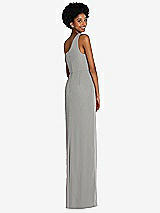 Rear View Thumbnail - Chelsea Gray One-Shoulder Chiffon Trumpet Gown