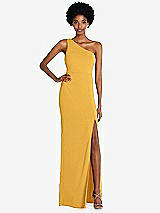 Front View Thumbnail - NYC Yellow One-Shoulder Chiffon Trumpet Gown