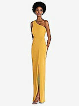 Side View Thumbnail - NYC Yellow One-Shoulder Chiffon Trumpet Gown