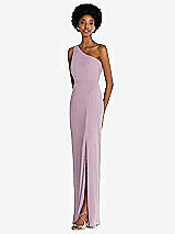Side View Thumbnail - Suede Rose One-Shoulder Chiffon Trumpet Gown