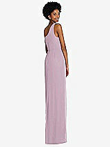 Rear View Thumbnail - Suede Rose One-Shoulder Chiffon Trumpet Gown