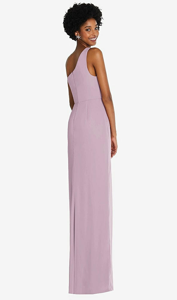Back View - Suede Rose One-Shoulder Chiffon Trumpet Gown