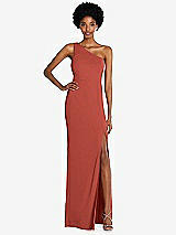 Front View Thumbnail - Amber Sunset One-Shoulder Chiffon Trumpet Gown