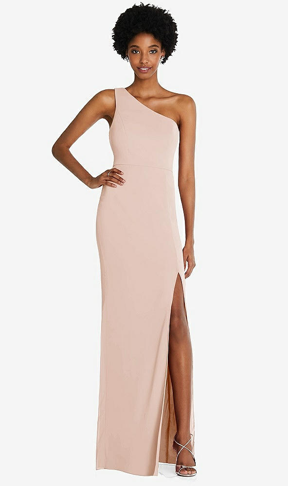 Front View - Cameo One-Shoulder Chiffon Trumpet Gown