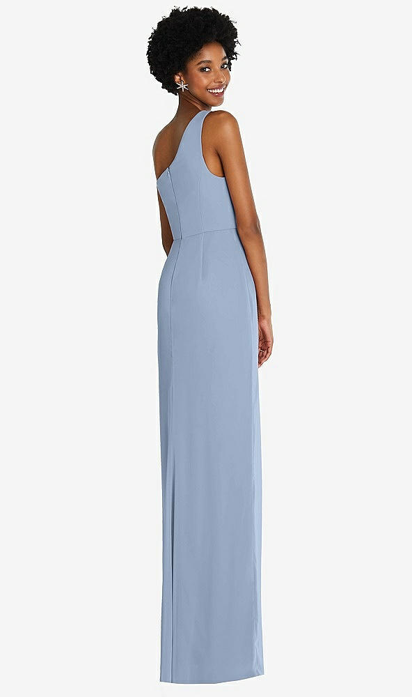 Back View - Cloudy One-Shoulder Chiffon Trumpet Gown