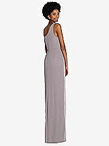Rear View Thumbnail - Cashmere Gray One-Shoulder Chiffon Trumpet Gown
