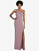 Front View Thumbnail - Dusty Rose One-Shoulder Chiffon Trumpet Gown