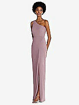 Side View Thumbnail - Dusty Rose One-Shoulder Chiffon Trumpet Gown