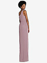 Rear View Thumbnail - Dusty Rose One-Shoulder Chiffon Trumpet Gown