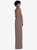 Rear View Thumbnail - French Truffle One-Shoulder Chiffon Trumpet Gown