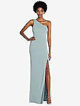 Front View Thumbnail - Morning Sky One-Shoulder Chiffon Trumpet Gown