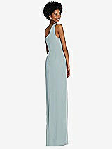 Rear View Thumbnail - Morning Sky One-Shoulder Chiffon Trumpet Gown