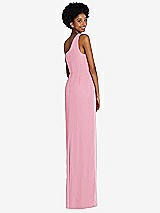 Rear View Thumbnail - Peony Pink One-Shoulder Chiffon Trumpet Gown