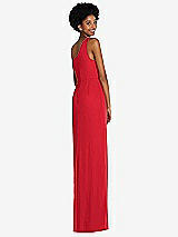 Rear View Thumbnail - Parisian Red One-Shoulder Chiffon Trumpet Gown