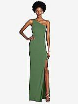 Front View Thumbnail - Vineyard Green One-Shoulder Chiffon Trumpet Gown