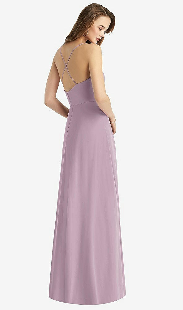 Back View - Suede Rose Cowl Neck Criss Cross Back Maxi Dress