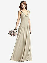 Front View Thumbnail - Champagne Cowl Neck Criss Cross Back Maxi Dress