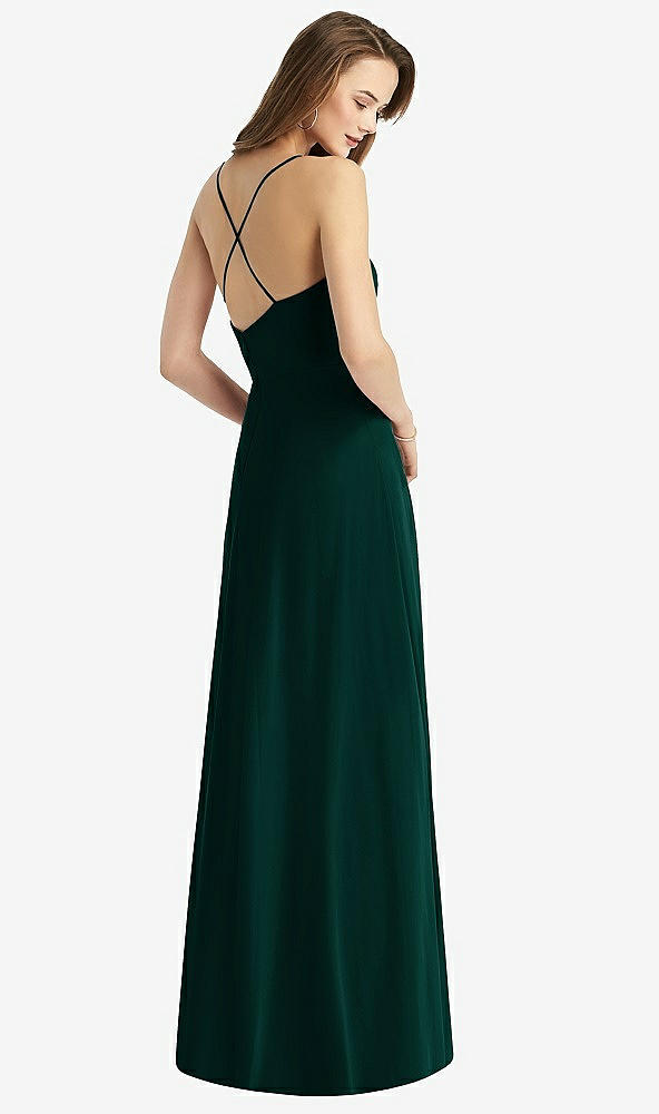 Back View - Evergreen Cowl Neck Criss Cross Back Maxi Dress