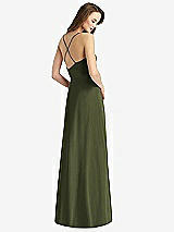 Rear View Thumbnail - Olive Green Cowl Neck Criss Cross Back Maxi Dress