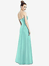 Rear View Thumbnail - Coastal Strapless Notch Satin Gown with Pockets