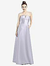 Front View Thumbnail - Silver Dove Strapless Notch Satin Gown with Pockets