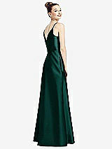 Rear View Thumbnail - Evergreen Draped Wrap Satin Maxi Dress with Pockets