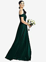 Alt View 1 Thumbnail - Evergreen Cold-Shoulder V-Back Chiffon Maxi Dress