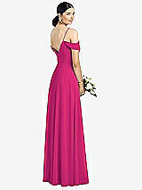 Rear View Thumbnail - Think Pink Cold-Shoulder V-Back Chiffon Maxi Dress