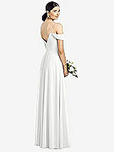 Rear View Thumbnail - White Cold-Shoulder V-Back Chiffon Maxi Dress