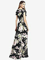Rear View Thumbnail - Noir Garden Flutter Sleeve Faux Wrap Chiffon Dress