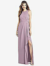 Alt View 1 Thumbnail - Suede Rose Sleeveless Chiffon Dress with Draped Front Slit