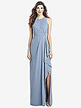 Front View Thumbnail - Cloudy Sleeveless Chiffon Dress with Draped Front Slit