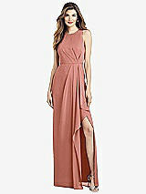 Alt View 1 Thumbnail - Desert Rose Sleeveless Chiffon Dress with Draped Front Slit
