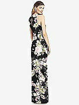Rear View Thumbnail - Noir Garden Sleeveless Chiffon Dress with Draped Front Slit