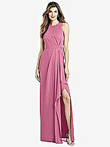 Alt View 1 Thumbnail - Orchid Pink Sleeveless Chiffon Dress with Draped Front Slit