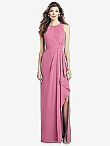 Front View Thumbnail - Orchid Pink Sleeveless Chiffon Dress with Draped Front Slit