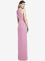 Rear View Thumbnail - Powder Pink Sleeveless Chiffon Dress with Draped Front Slit