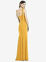 Rear View Thumbnail - NYC Yellow Flat Tie-Shoulder Crepe Trumpet Gown with Front Slit