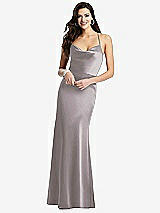 Front View Thumbnail - Cashmere Gray Cowl-Neck Criss Cross Back Slip Dress